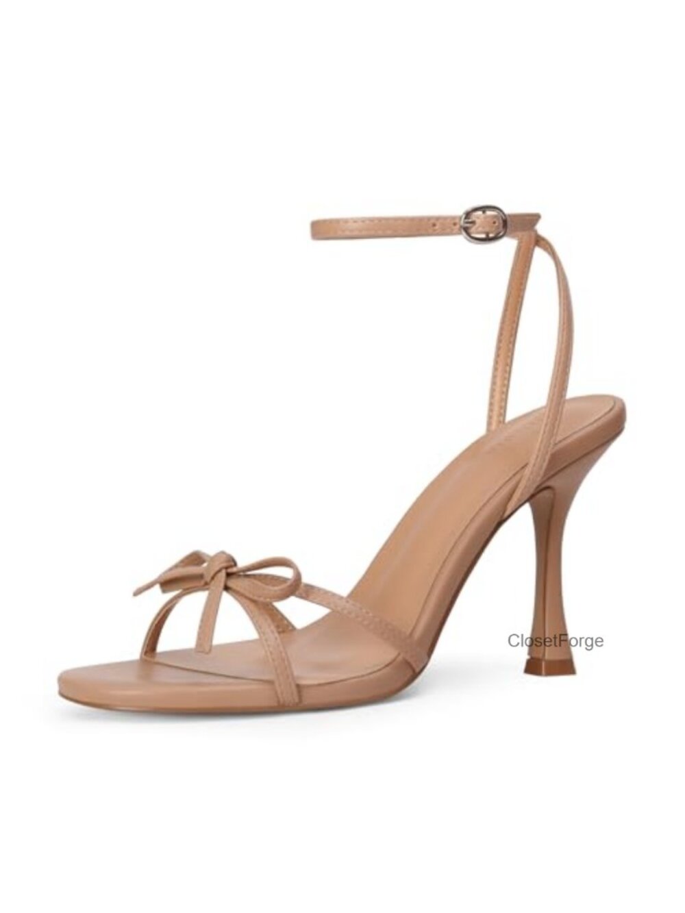 Womens 4 Inch Stiletto Lace Up Bow Heels Faux Leather Open Toe